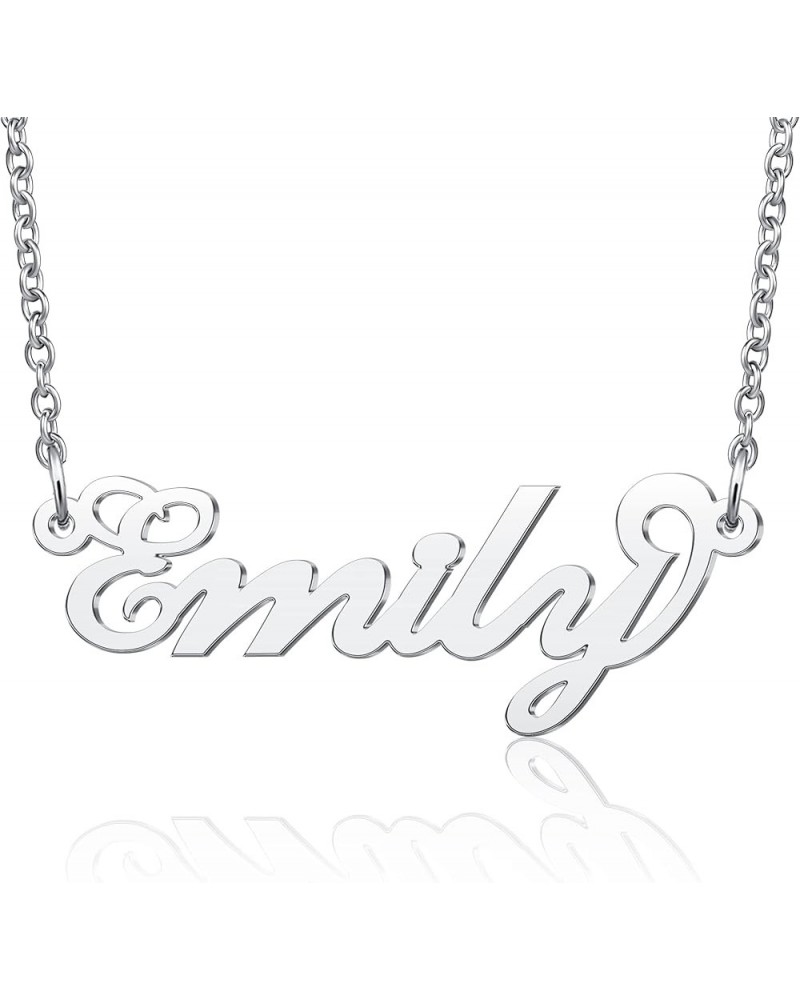 Name Necklace Personalized Carrie Style Customized Nameplate Stainless Steel Jewelry Graduation Mom Gift for Women Girls Emil...