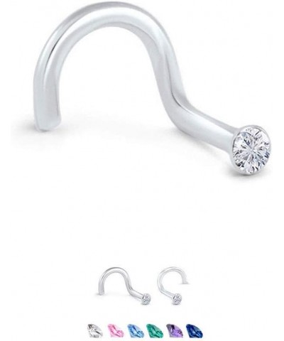 925 Sterling Silver Nose Screw Ring Tiny Micro 1mm CZ 22G HotPink-Left Nostril Screw $9.00 Body Jewelry