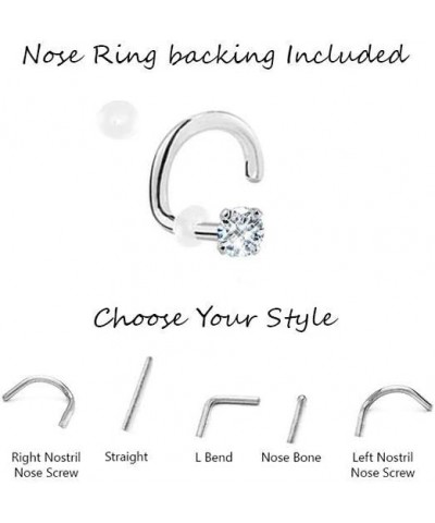 925 Sterling Silver Nose Screw Ring Tiny Micro 1mm CZ 22G HotPink-Left Nostril Screw $9.00 Body Jewelry