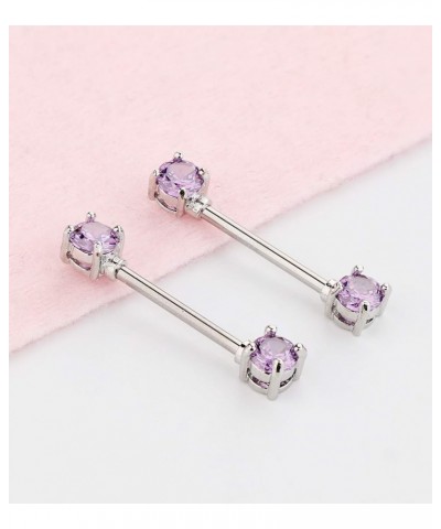 4 Pairs 14G Stainless Steel Nipplerings Nipple Tongue Rings CZ Opal Barbell Body Piercing Jewelry D:4 Pairs Purple $10.61 Bod...