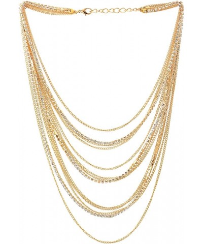 Waterfall Multi-Strand Chains Statement Collar Necklace with Rhinestones Chains, Dress C-Metal Color: Gold $11.59 Necklaces