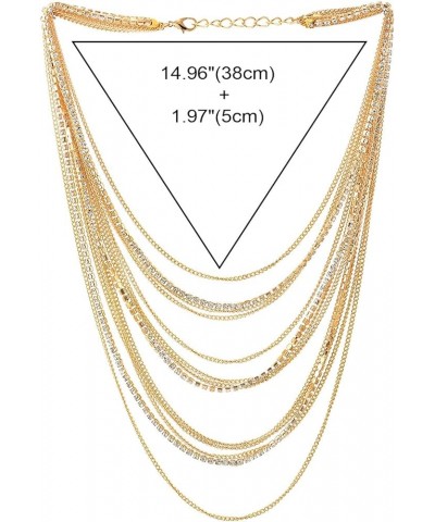 Waterfall Multi-Strand Chains Statement Collar Necklace with Rhinestones Chains, Dress C-Metal Color: Gold $11.59 Necklaces