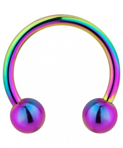 14g 12mm Surgical Steel Rainbow IP Plated Horseshoe Ball Ring, 5mm Balls $8.99 Body Jewelry