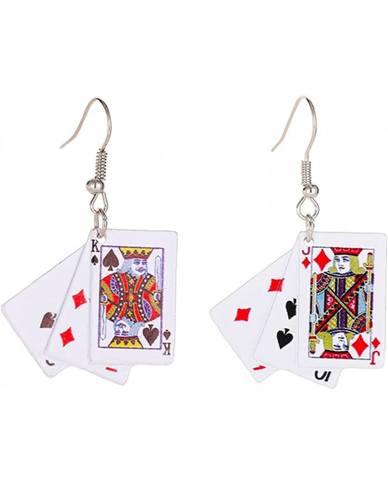 1 Pair Dangle Earrings Playing Cards Shape All Match Women All Match Lightweight Cute Hook Earrings for Daily Wear Practical ...