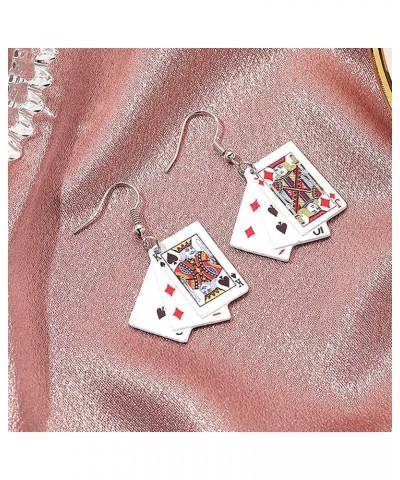 1 Pair Dangle Earrings Playing Cards Shape All Match Women All Match Lightweight Cute Hook Earrings for Daily Wear Practical ...