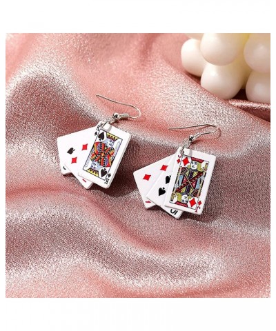 1 Pair Dangle Earrings Playing Cards Shape All Match Women All Match Lightweight Cute Hook Earrings for Daily Wear Practical ...