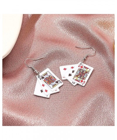 1 Pair Dangle Earrings Playing Cards Shape All Match Women All Match Lightweight Cute Hook Earrings for Daily Wear Practical ...