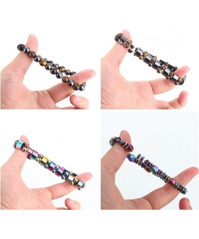 Hematite Magnetic Bracelet for Men Women Reiki Bracelet Tiger Eye Rainbow Beaded Stone Bracelets Set A:12pcs $12.41 Others