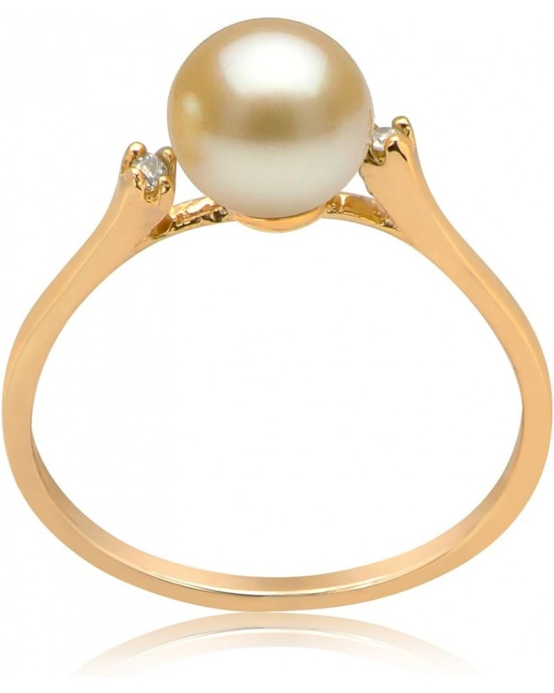 14K Gold With Center Pearl And Diamond Ring Size 7 Golden Yellow Gold $60.00 Rings