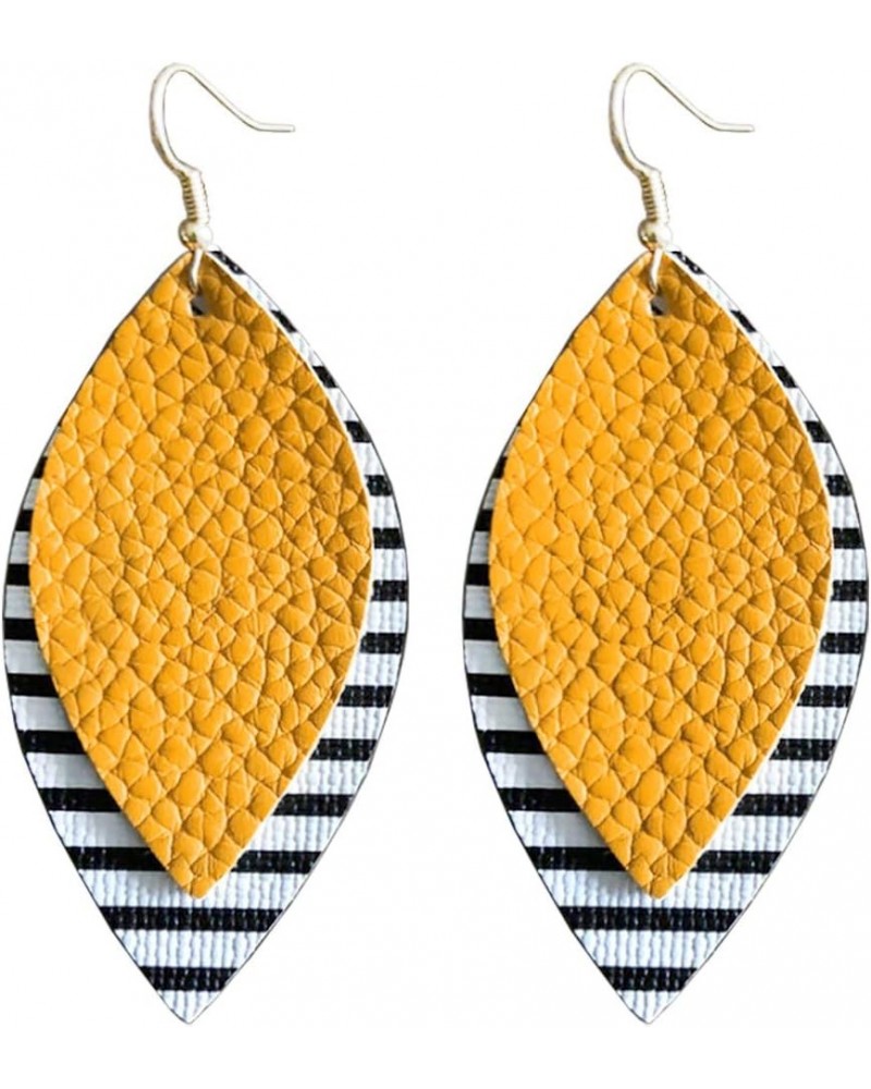 Leather Earrings for Women Teardrop Leather Earrings Drop and Dangle Earrings for Women and Girls (Yellow) $6.00 Earrings