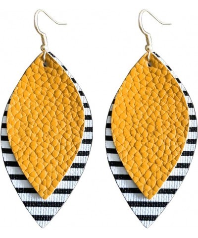 Leather Earrings for Women Teardrop Leather Earrings Drop and Dangle Earrings for Women and Girls (Yellow) $6.00 Earrings