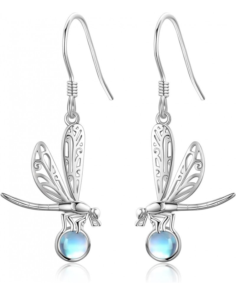 Moonstone Earrings Sterling Silver Moonstone Dangle Earrings Moonstone Jewelry Gifts for Women Dragonfly Moonstone $12.25 Ear...