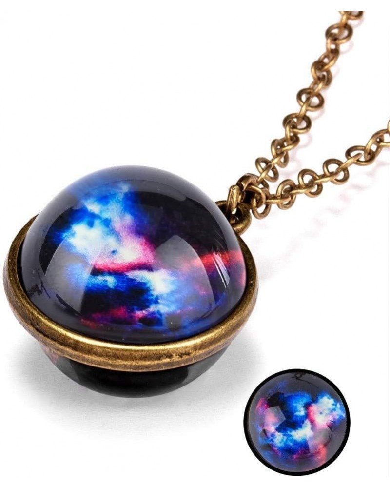 Fashion Glass Necklace Universe Galaxy Planet Glass Ball Pendant Unique Special Jewelry Gift for Womens Girls One Size A $4.1...