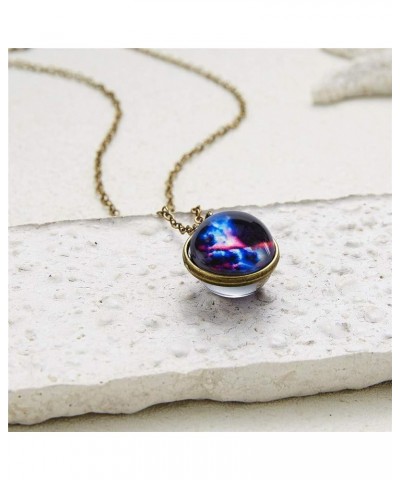 Fashion Glass Necklace Universe Galaxy Planet Glass Ball Pendant Unique Special Jewelry Gift for Womens Girls One Size A $4.1...