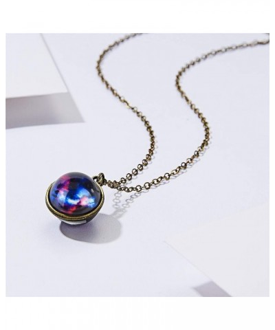 Fashion Glass Necklace Universe Galaxy Planet Glass Ball Pendant Unique Special Jewelry Gift for Womens Girls One Size A $4.1...