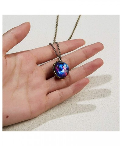 Fashion Glass Necklace Universe Galaxy Planet Glass Ball Pendant Unique Special Jewelry Gift for Womens Girls One Size A $4.1...