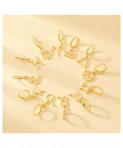 14k Gold Plated Zodiac Sign Drop Hoop Earrings for Women Girls' Birthday Gift Sagittarius $8.69 Earrings