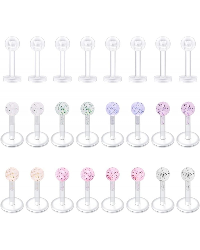 Clear Cartilage Earring-20pcs 16G Clear Acrylic Bioflex Tragus Retainer Lip Rings Nose Studs Labret Ear Helix Earring Clear 1...