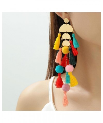 Boho Colorful Tassel Long Earrings Dangling for Women Girls $7.01 Earrings