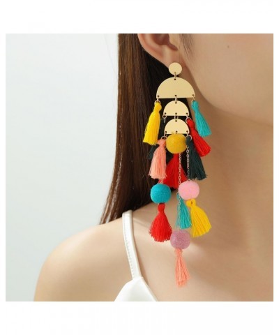 Boho Colorful Tassel Long Earrings Dangling for Women Girls $7.01 Earrings