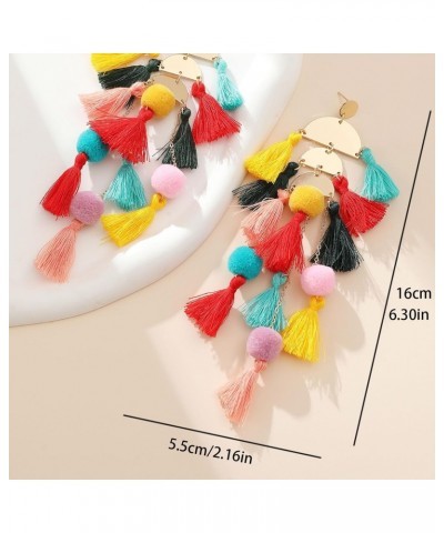 Boho Colorful Tassel Long Earrings Dangling for Women Girls $7.01 Earrings