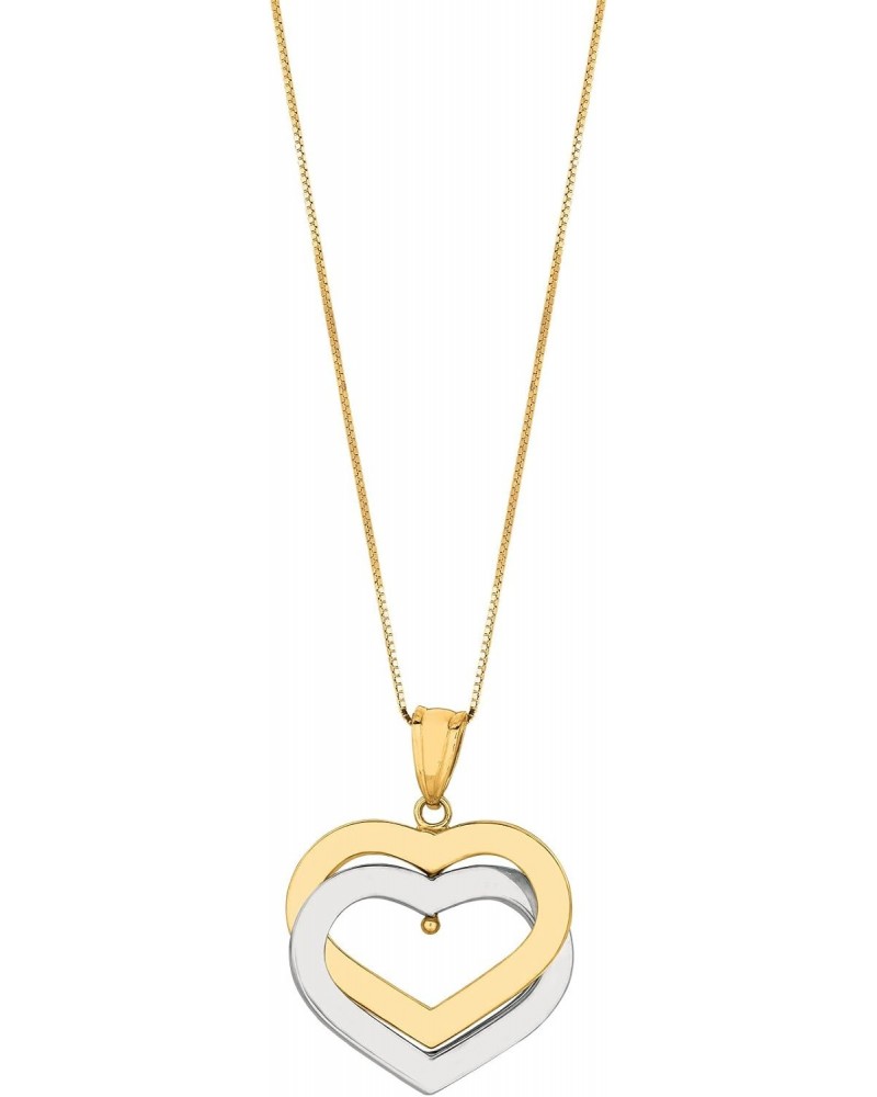 14 Karat Two Tone Yellow & White Gold Double Open Heart Pendant Necklace (18") $85.16 Necklaces