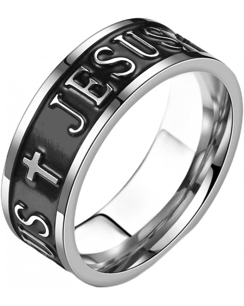 8mm Stainless Steel Retro Vintage Christian Cross Jesus Word Filled Wedding Band Ring Silver $6.50 Rings