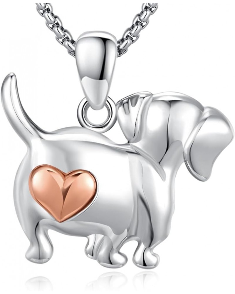 Highland Cow Necklace Gift 925 Sterling Silver Dachshund Pendant Highland Cow Adjustable Rings Gift for Women Girls DACHSHUND...