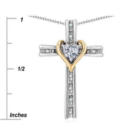 10k Yellow Gold Two Tone Love Cross with Heart Stone Pendant Necklace Peridot white-and-yellow-gold $145.59 Necklaces