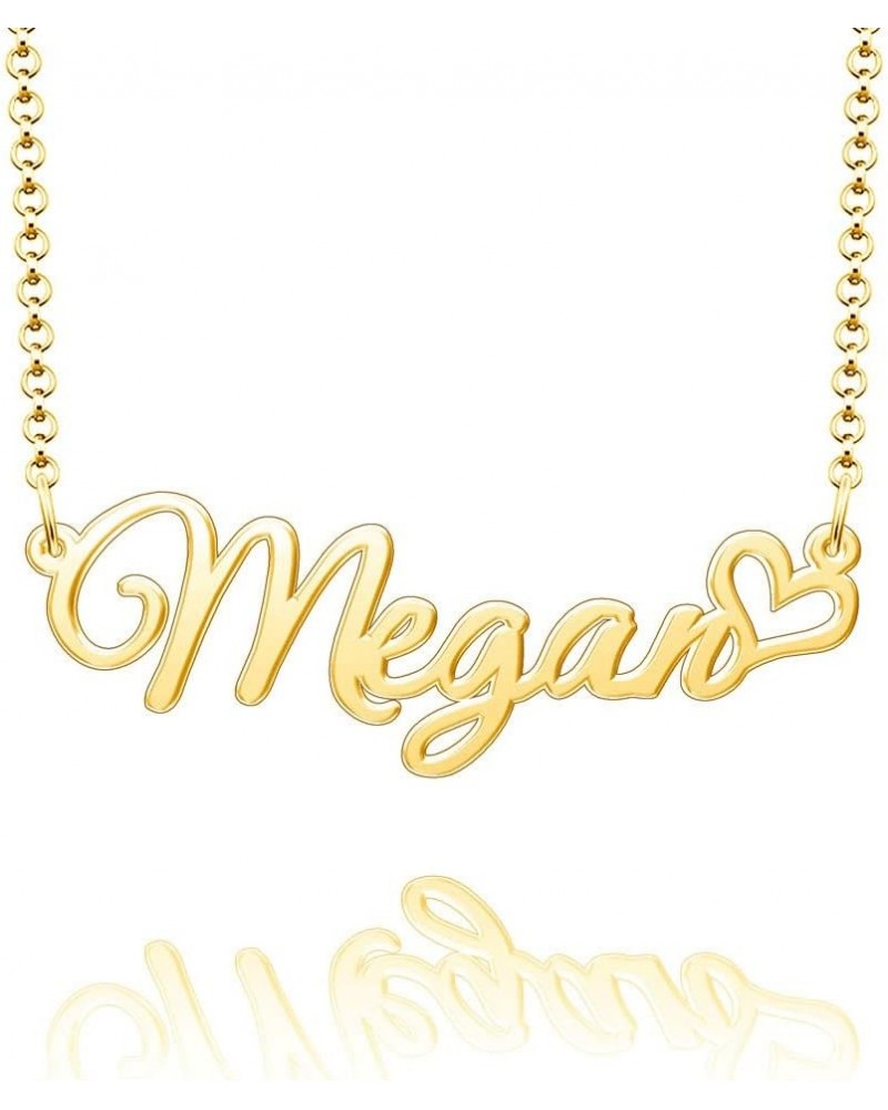 Personalized Name Necklace Custom Gold Name Plate Necklace Sterling Silver Love Heart Pendant Gift Card Megan-Gold $13.04 Nec...