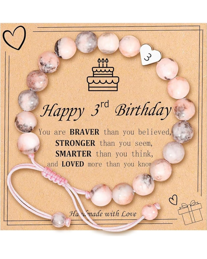 Happy Birthday Gifts for 3-21 Year Old Girls, Natural Stone Heart Charm Bracelet Sweet Birthday Christmas Gifts for Teen Girl...