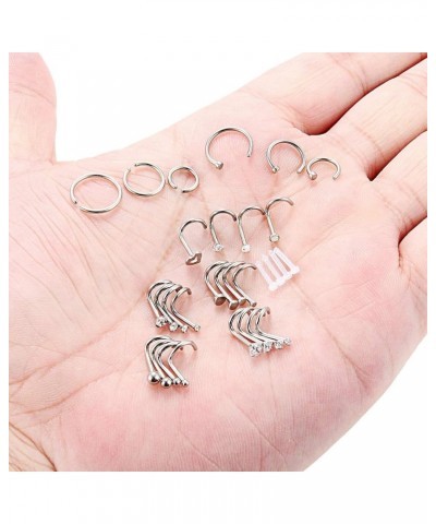 18G Stainless Steel Screw Bend Nose Stud Rings Tragus Lip Hoop Piercing Jewelry 1.5-3mm Clear CZ 8-30PCS 30PCS - Silver $8.66...