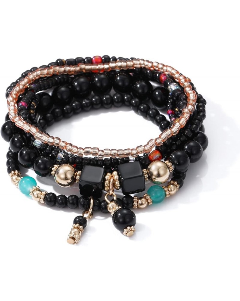 Beaded Bracelets for Women Trendy Stacks Boho Bead Bracelet Pack Friendship Jewelry Z-Black $7.27 Bracelets