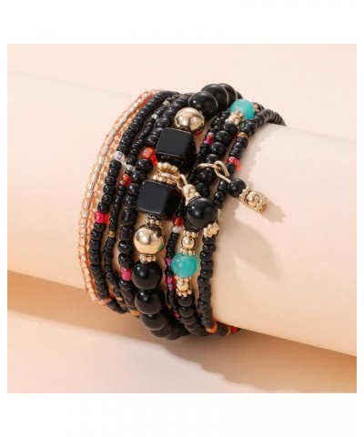 Beaded Bracelets for Women Trendy Stacks Boho Bead Bracelet Pack Friendship Jewelry Z-Black $7.27 Bracelets