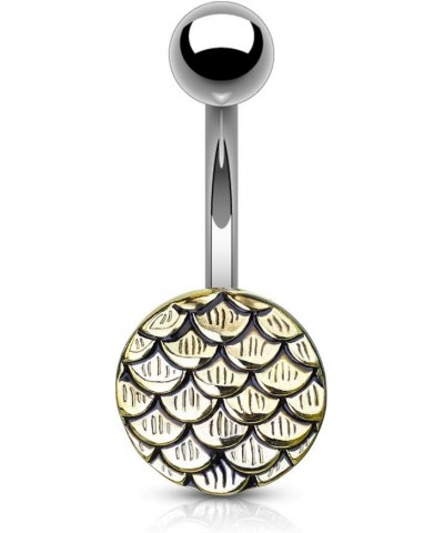 Casted Steel Fish Scale 316L Surgical Steel WildKlass Belly Button Navel Rings Gold $11.33 Body Jewelry