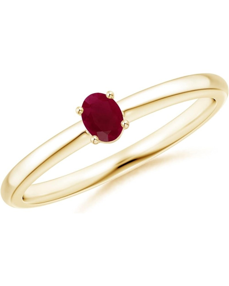 Solitaire Natural Ruby Promise Ring for Women for Wedding, Anniversary, Engagement in 925 Silver / 14K Solid Gold - July Birt...