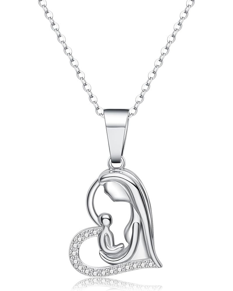 Plikin Mom Son necklace 925 Sterling Silver Heart Mother Daughter Necklace Women Necklace 2 $10.59 Necklaces