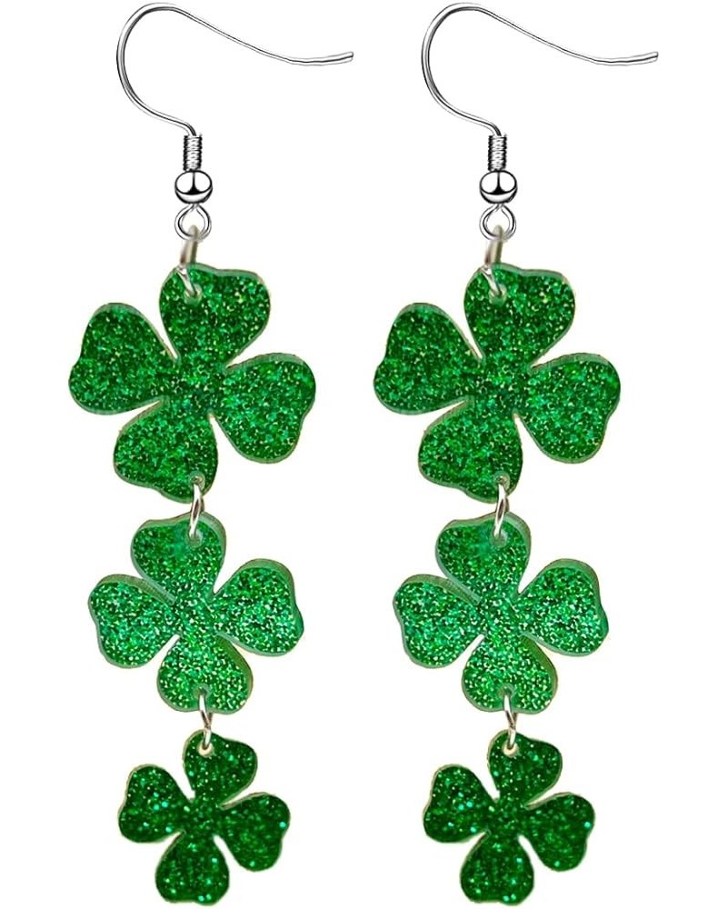 St Patrick's Day Earrings for Women Girls,Irish Shamrock Drop Dangle Earrings Acrylic Green Clover Hat Beer Earrings Good Luc...