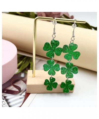 St Patrick's Day Earrings for Women Girls,Irish Shamrock Drop Dangle Earrings Acrylic Green Clover Hat Beer Earrings Good Luc...